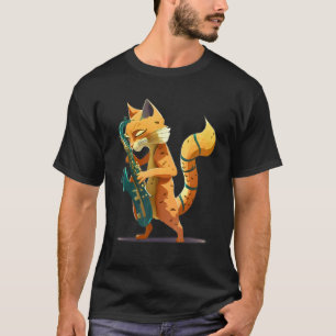 Camiseta Gato com saxofone