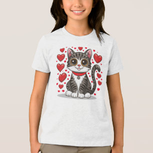 Camiseta Gato com Símbolos de Amor Clipart-85245
