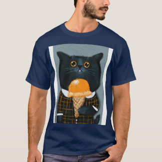 Camiseta Gato Com Sorvete De Abóbora