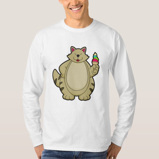 Camiseta Gato com sorvete Waffle (Frente)