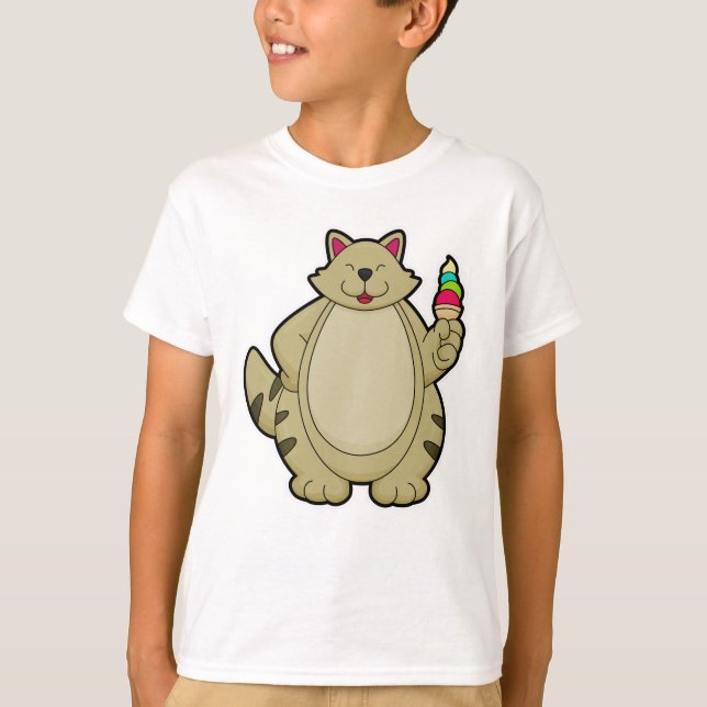 Camiseta Gato com sorvete Waffle (Frente)