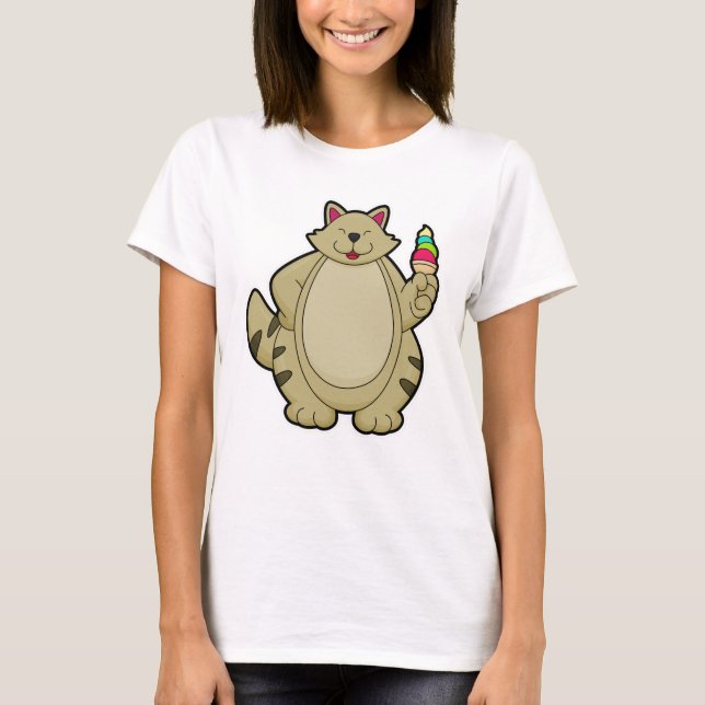 Camiseta Gato com sorvete Waffle (Frente)