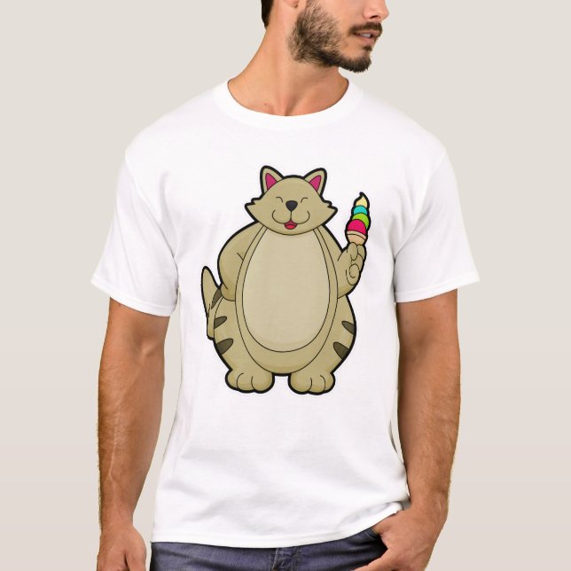 Camiseta Gato com sorvete Waffle (Frente)