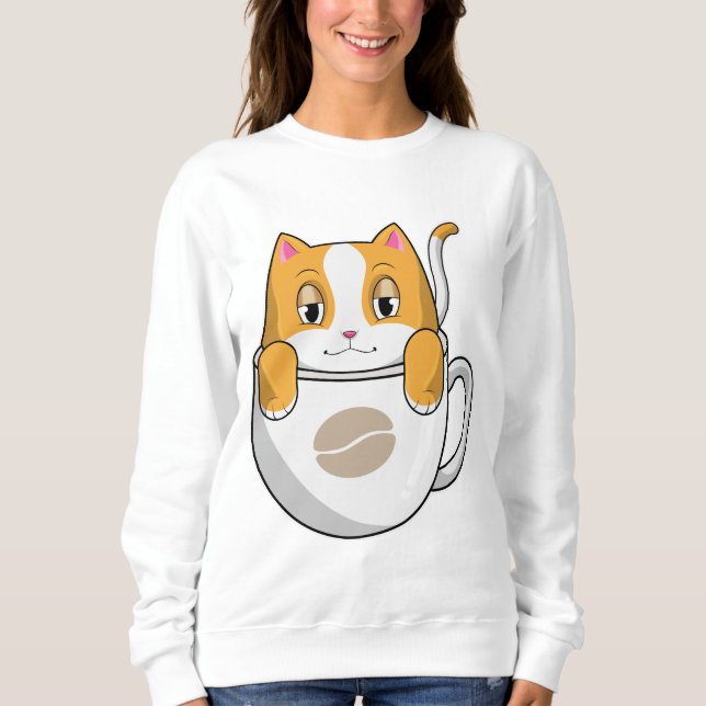 Camiseta Gato com Taça de Café (Frente)