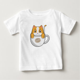 Camiseta Gato com Taça de Café
