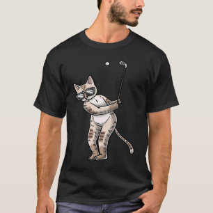 Camiseta Gato Com Taco de Golfe Jogando Golfe Golfista