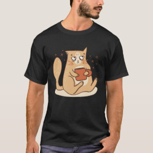 Camiseta Gato com Tea Mug Gráfico para Homens Mulheres Cria