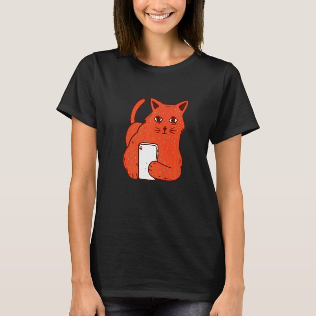 Camiseta Gato Com Telefone (Frente)