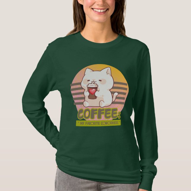 Camiseta gato com uma citação de café cardíaco (Frente)