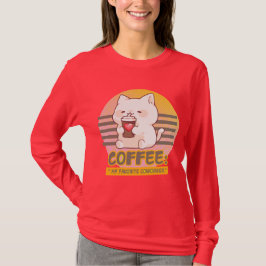 Camiseta gato com uma citação de café cardíaco