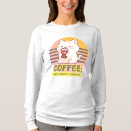 Camiseta gato com uma citação de café cardíaco