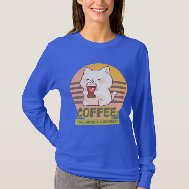 Camiseta gato com uma citação de café cardíaco (Frente)
