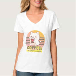 Camiseta gato com uma citação de café cardíaco