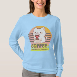 Camiseta gato com uma citação de café cardíaco