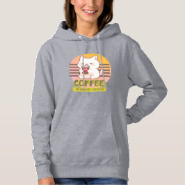 Camiseta gato com uma citação de café cardíaco