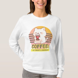 Camiseta gato com uma citação de café cardíaco