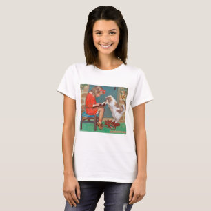 Camiseta Gato com uma garota, Jessie Willcox Smith
