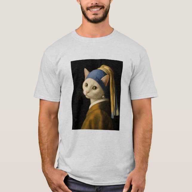 Camiseta Gato com uma Pérola na Orelha (Frente)