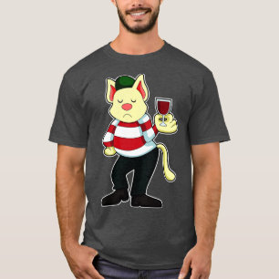 Camiseta Gato com Vidro de Vinho Vermelho 1