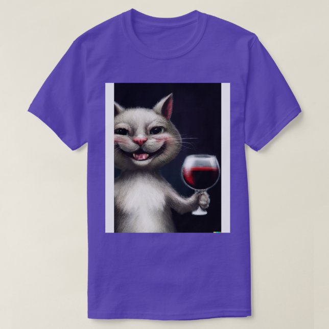 Camiseta Gato com Vinho 1 (Frente do Design)