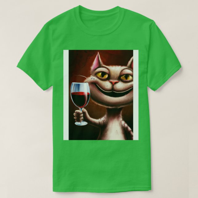 Camiseta Gato com Vinho 2 (Frente do Design)