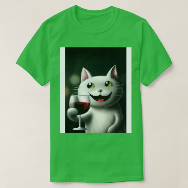 Camiseta Gato com Vinho 3 (Frente do Design)