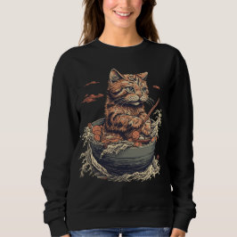 Camiseta gato come Ramen, onda de Kanawaga