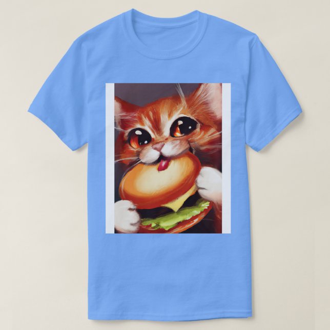 Camiseta Gato comendo Burger 1 (Frente do Design)