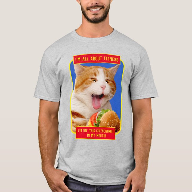 Camiseta Gato Comendo Cheeseburger (Frente)