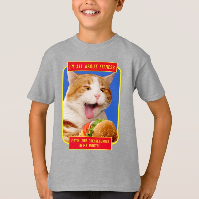 Camiseta Gato Comendo Cheeseburger (Frente)
