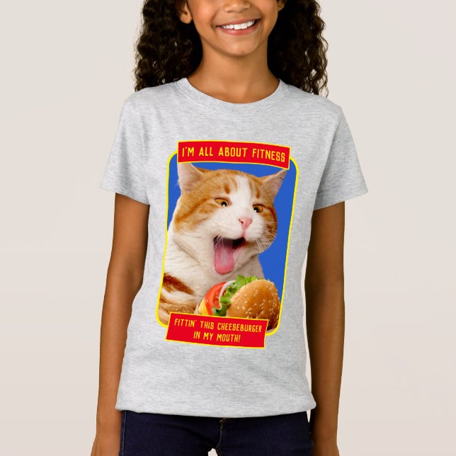 Camiseta Gato Comendo Cheeseburger (Frente)