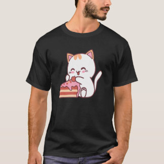 Camiseta Gato Comendo Delicioso Bolo Doce Por Trás