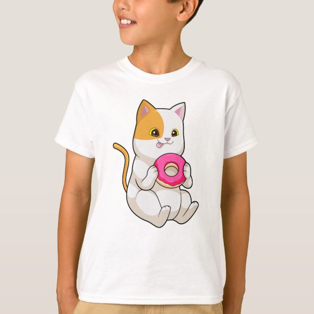 Camiseta Gato Comendo Donut (Frente)