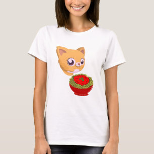 Camiseta Gato comendo espaguete