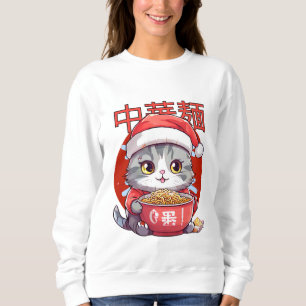 Camiseta gato comendo macarrão
