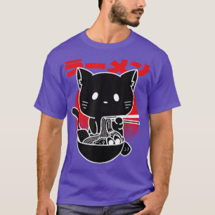 Camiseta Gato Comendo Noodles Japonês Aestésico Ramen Engra