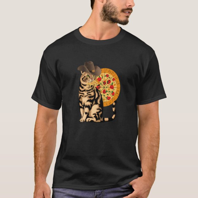 Camiseta Gato Comendo Pizza (Frente)