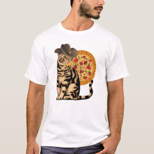 Camiseta Gato comendo pizza