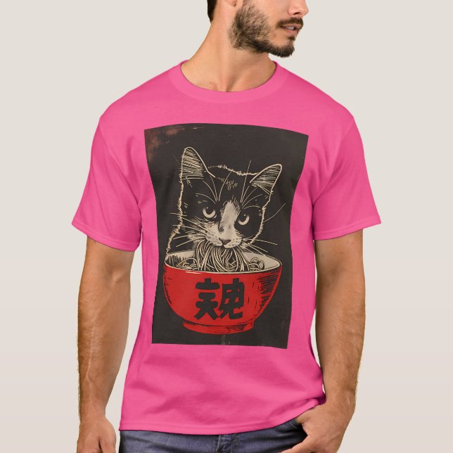 Camiseta Gato Comendo Ramen (Frente)