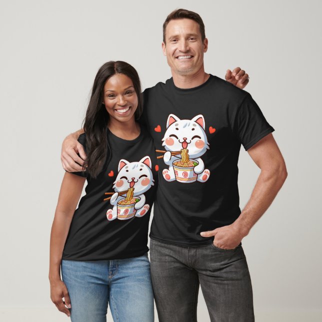 Camiseta Gato Comendo Ramen (Unissex)