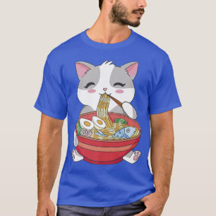 Camiseta Gato Comendo Ramen Cute Otaku Kawaii Engraçado