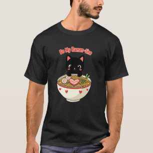 Camiseta Gato Comendo Ramen Fofo Dia dos Namorados Japonês
