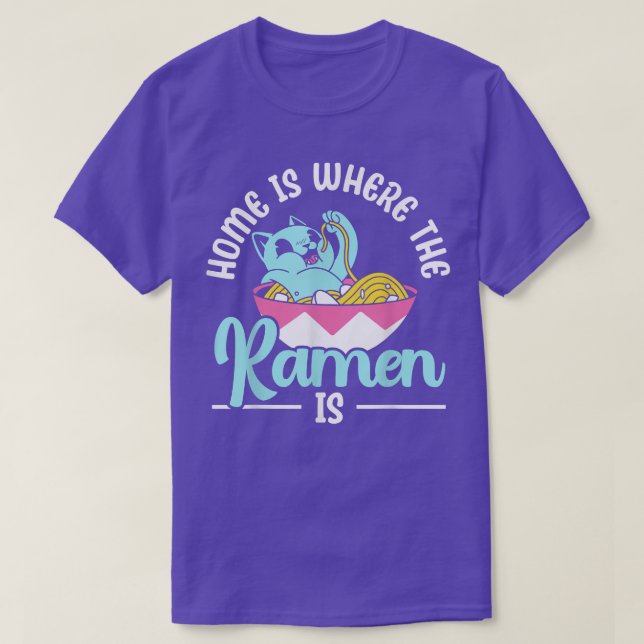 Camiseta Gato Comendo Ramen Kawaii Anime (Frente do Design)