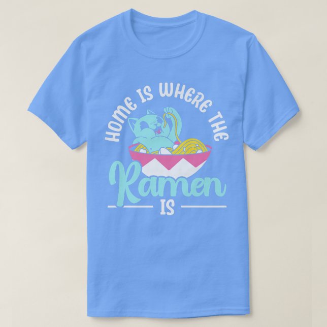 Camiseta Gato Comendo Ramen Kawaii Anime  (Frente do Design)