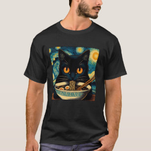 Camiseta Gato Comendo Ramen, Noite Estrelada Van Gogh, Aman