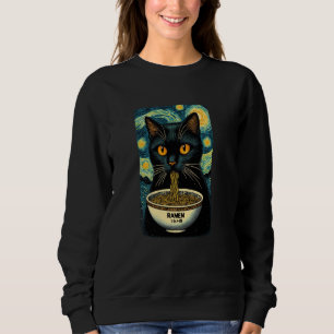 Camiseta Gato Comendo Ramen, Starry Night Van Gogh, Cat Lov