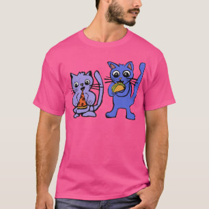 Camiseta Gato Comendo Taco E Pizza Engraçada Cartoon Foodi