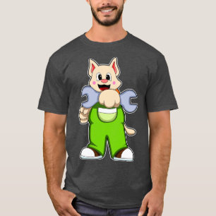 Camiseta Gato como artesão com chave inglesa
