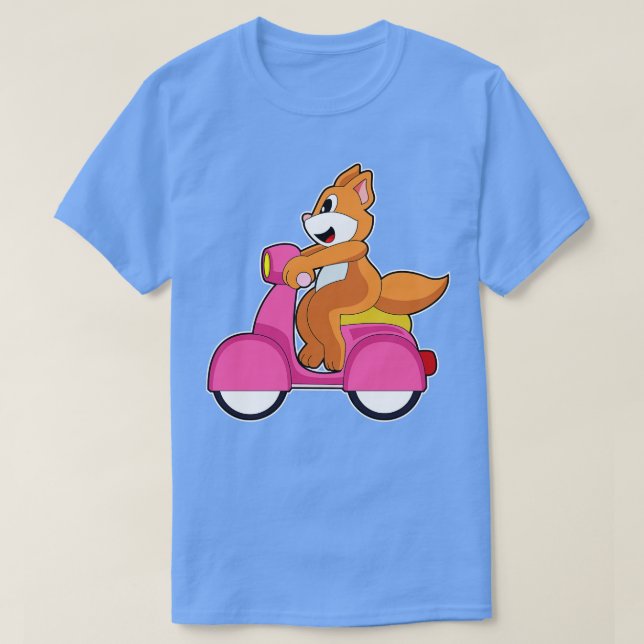 Camiseta Gato como Biker com Patinete (Frente do Design)