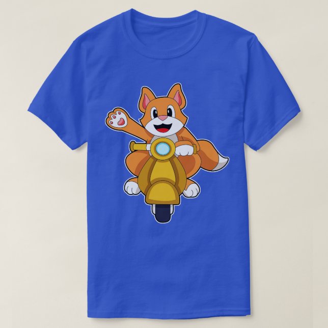 Camiseta Gato como Biker com Patinete 1 (Frente do Design)